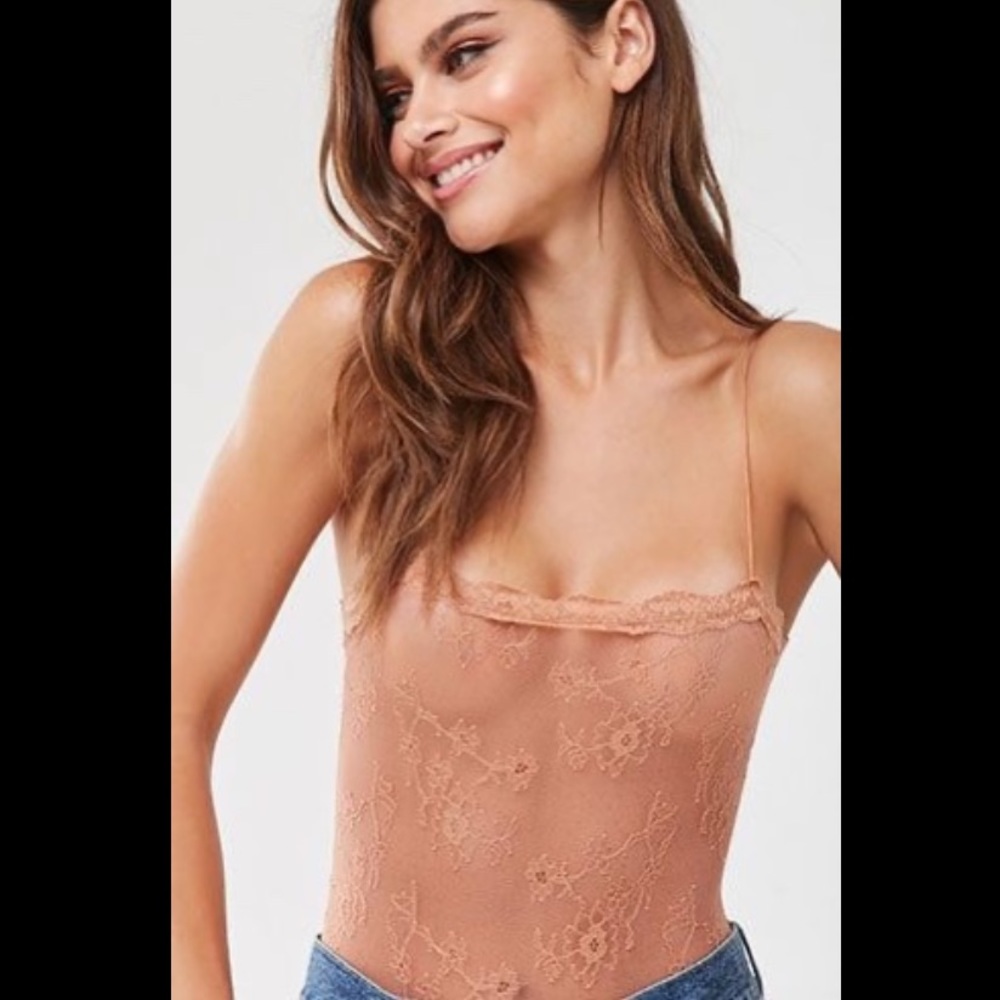 NWT Forever 21 sheer lace bodysuit SZ L